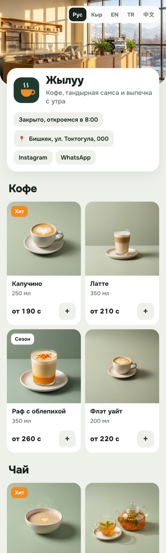 Витрина Жылуу на телефоне
